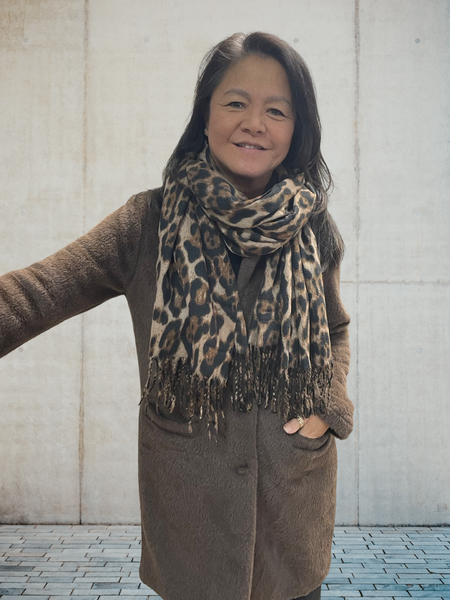 Animal Print Scarf (Beige)