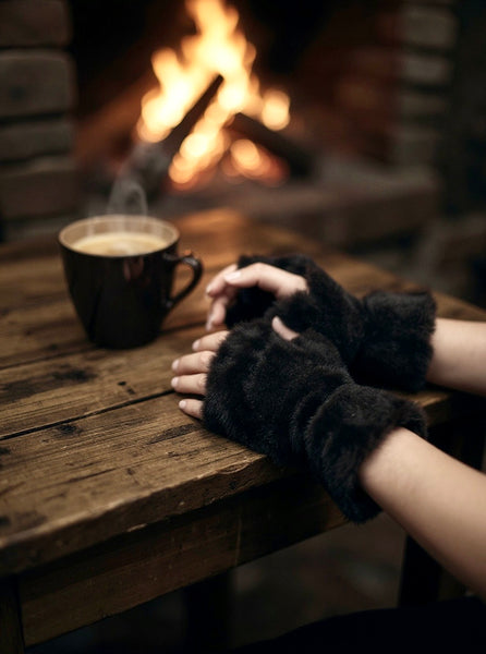 Faux Fur Fingerless Gloves