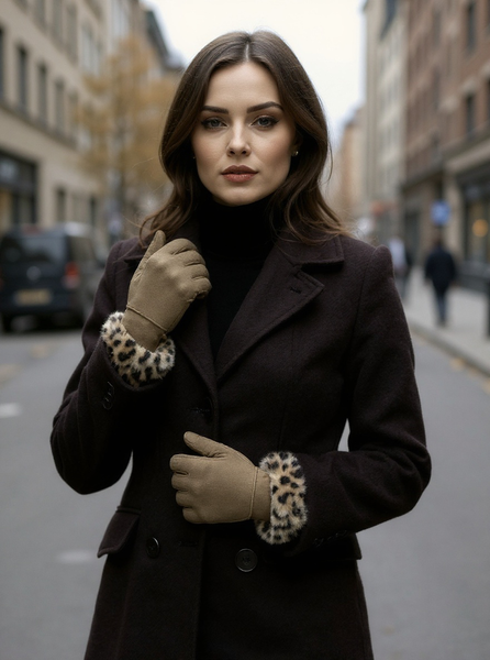 Faux Fur Animal Print Gloves