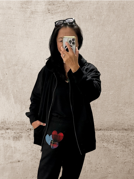 Patchwork Hearts Zip Up